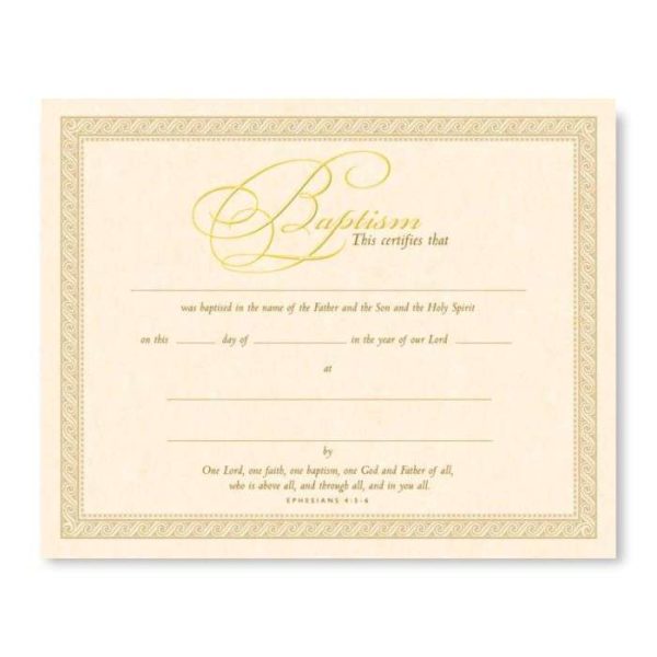 Baptism Certificate - Parchment Gold Embossed