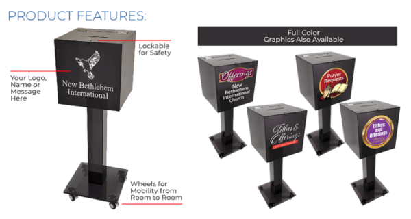 Customized Acrylic Collection Box on Wheels: A Secure and Portable Solution for Your Valuable Donations - Black - Image 6