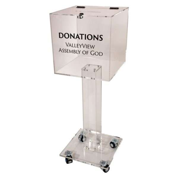 Personalized Clear Acrylic Donation Box With Lock and Key