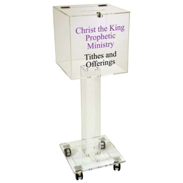 Personalized Clear Acrylic Donation Box With Lock and Key - Image 3