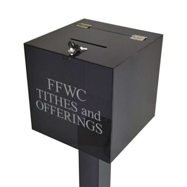 Customized Acrylic Collection Box on Wheels: A Secure and Portable Solution for Your Valuable Donations - Black - Image 11