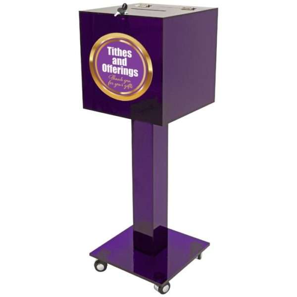 Large Acrylic Collection Box On Wheels – Purple - Personalized