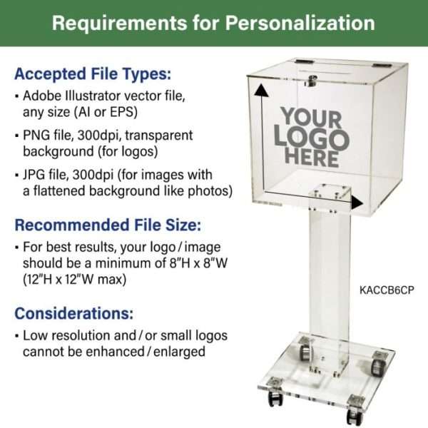 Personalized Clear Acrylic Donation Box With Lock and Key - Image 2