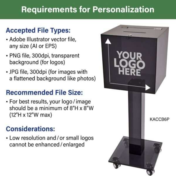 Customized Acrylic Collection Box on Wheels: A Secure and Portable Solution for Your Valuable Donations - Black - Image 2